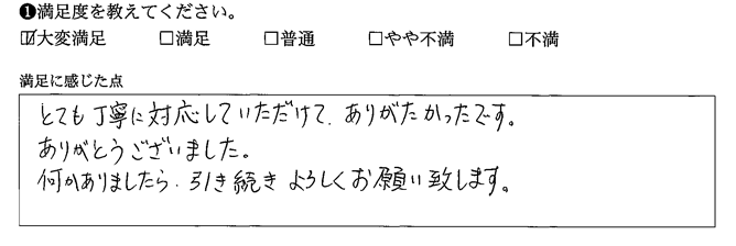 とても丁寧に対応していただけて、ありがたかったです