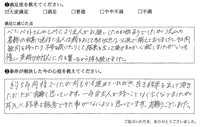 良き結果を出して頂き、ただただ有難く思っています